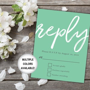 Printable Wedding Reply Card Black and White Wedding RSVP Card Wedding Reply Card for Invitations Wedding Reply Card Template RSVP image 5