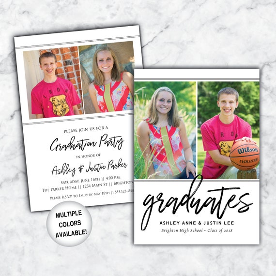 twin graduation party invitation