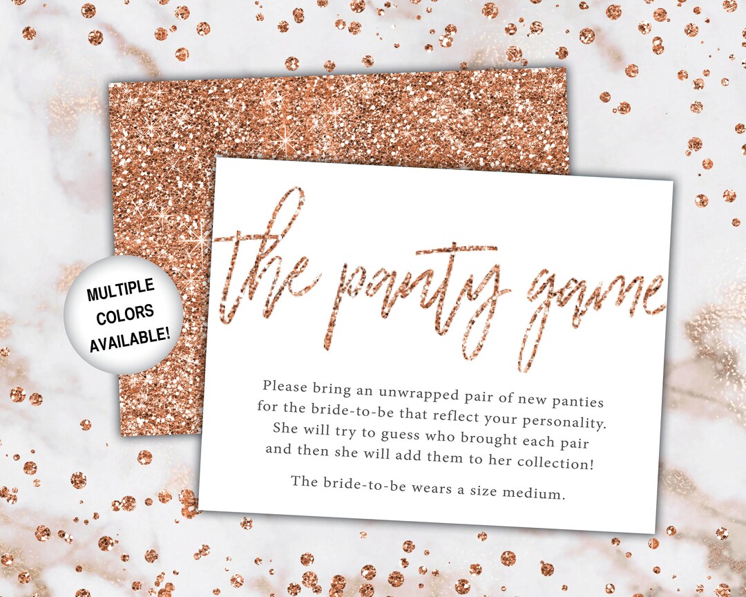 The Panty Game for Bachelorette Party the Panty Game Rose Gold Glitter