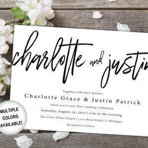 Printable Wedding Invitations with Names Wedding Invitations Template Wedding Invitations Package Wedding Invitation with RSVP Card image 1