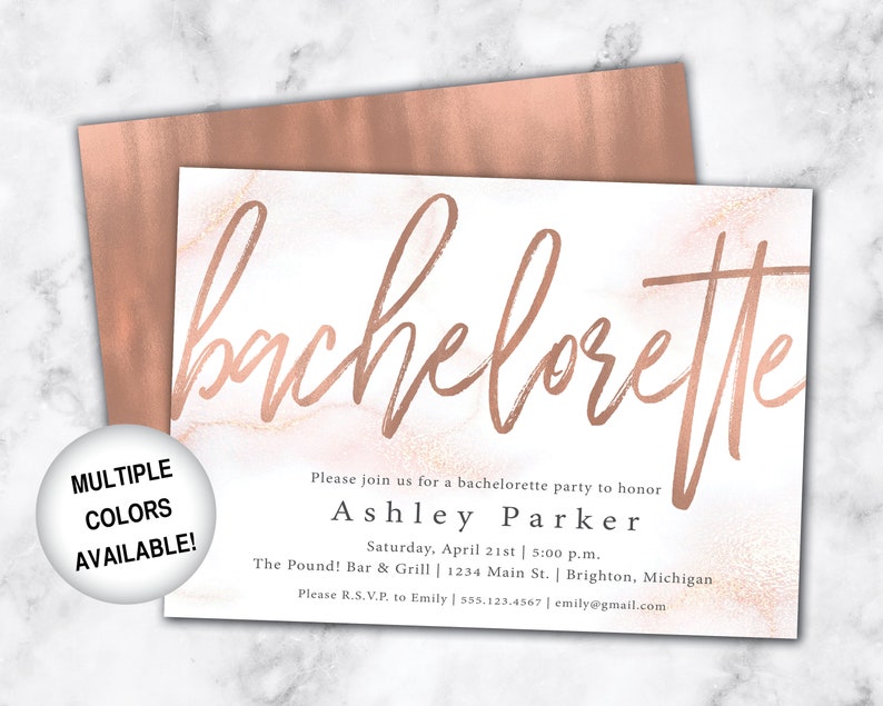 Rose Gold Foil Bachelorette Party Invitation Bachelorette Invitation Template Rose Gold and Black Bachelorette Party Invitation Fade image 6