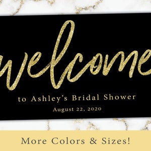 Black and Gold Welcome Sign for Shower Welcome Sign Template Gold Glitter Gold Welcome Sign Mounted Poster Welcome Poster image 1