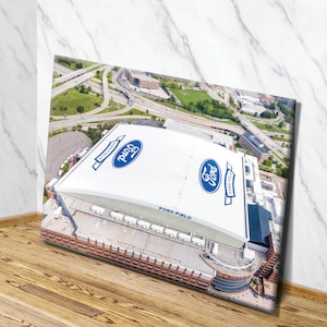 Ford Field Stadium Wall Canvas Aerial View | Detroit Lions Canvas Top View | Ford Field Wall Art, Michigan Football, Downtown Detroit
