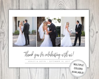 Hochzeit Dankeskarte mit Fotos | Hochzeit Danke Postkarte | Hochzeit Danke mit Bild | Danksagungskarten zum Ausdrucken