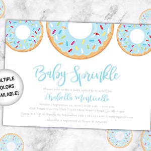 Donut Baby Sprinkle Invitation For Boy | Blue Baby Sprinkle Invitation with Donuts | Printable Baby Sprinkle Invitation | Sprinkle Donuts