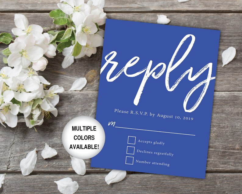 Printable Wedding Reply Card Black and White Wedding RSVP Card Wedding Reply Card for Invitations Wedding Reply Card Template RSVP image 10