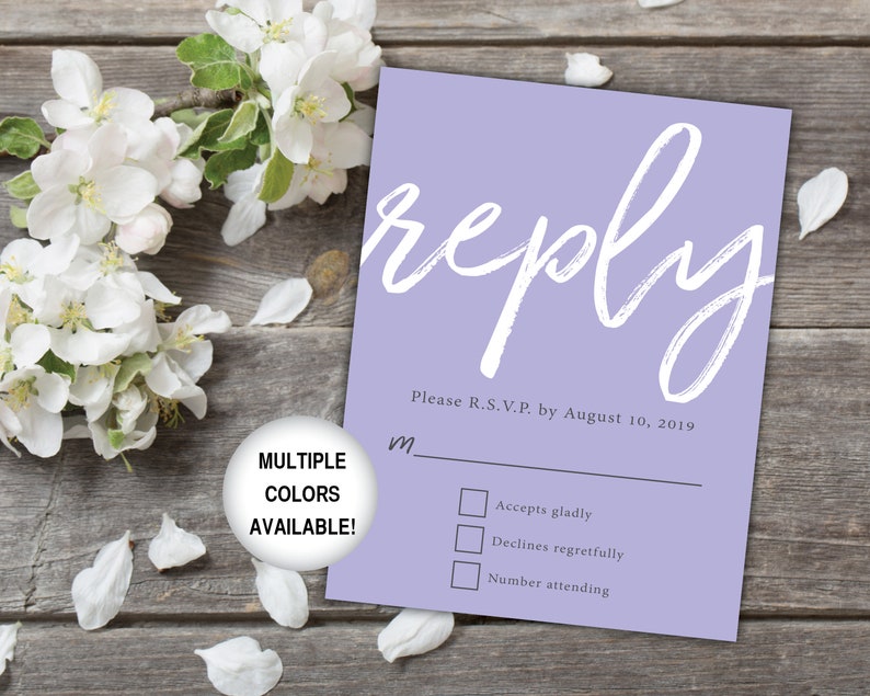 Printable Wedding Reply Card Black and White Wedding RSVP Card Wedding Reply Card for Invitations Wedding Reply Card Template RSVP image 6