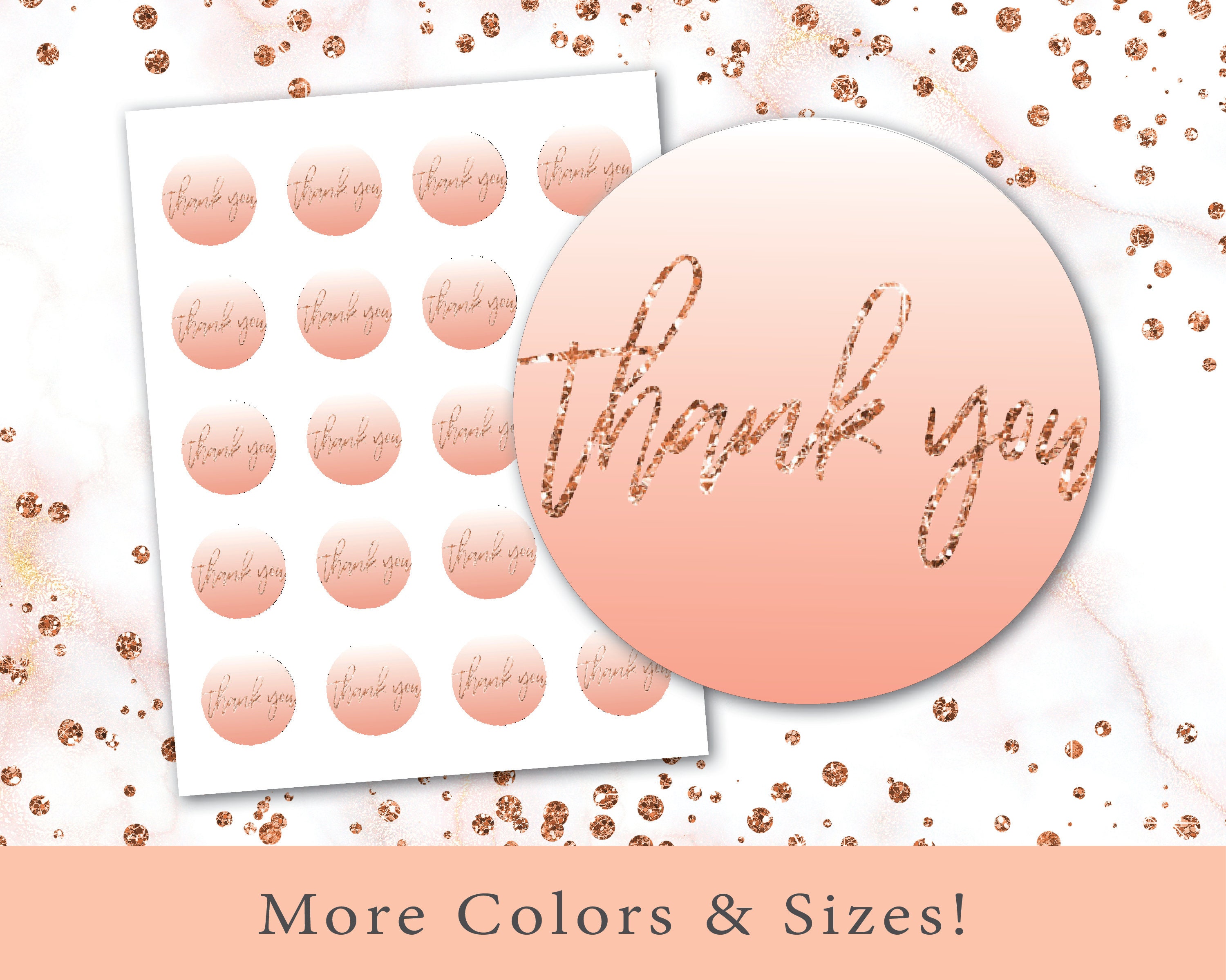 Rose Gold Round Thank You Stickers for Favors | Round Favor Tags for ...