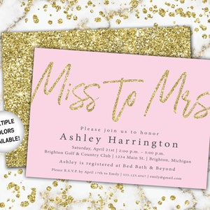 Miss to Mrs Bridal Shower Invitation Navy and Gold Bridal Shower Invitation Miss to Mrs Gold Glitter Gold and Navy From Miss to Mrs image 7