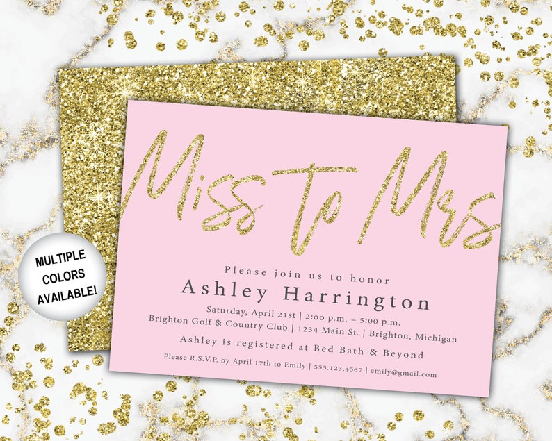 Miss to Mrs Bridal Shower Invitation Navy and Gold Bridal Shower Invitation Miss to Mrs Gold Glitter Gold and Navy From Miss to Mrs image 7