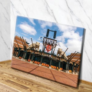 Comerica Park Wall Canvas Decor | Comerica Park Sign Entrance | Downtown Detroit Tigers Canvas | Downtown Detroit Sports
