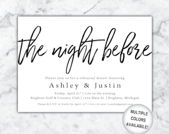 Rehearsal Dinner Invitations | The Night Before Invitations | Printable Wedding Invitations Package | Wedding Rehearsal Invitations Template