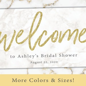 Black and Gold Welcome Sign for Shower Welcome Sign Template Gold Glitter Gold Welcome Sign Mounted Poster Welcome Poster image 5