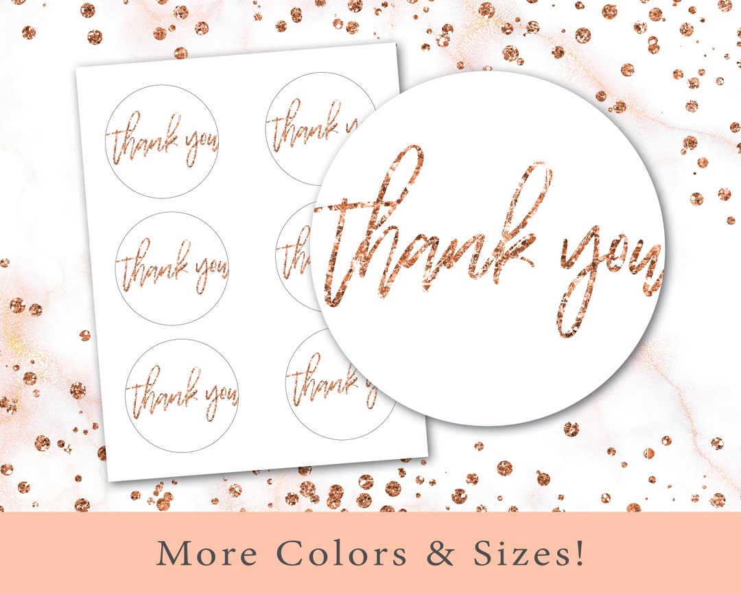 Rose Gold Round Thank You Stickers for Favors | Round Favor Tags for ...