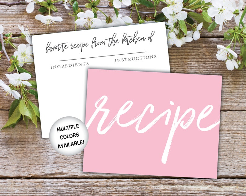 Recipe Card Insert Bridal Shower Recipe Insert Card Recipe Card Template for Bridal Shower Printable Recipe Card image 6