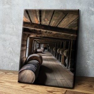 Bourbon Barrels Acrylic or Canvas Wall Art Photo, Distillery Photo, Whiskey Man Cave Decor, Kentucky Bourbon Wall Art, Barrels Wall Decor