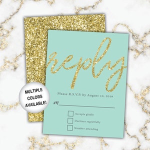 Gold Wedding Reply Cards Wedding RSVP Cards Gold and White Marble Gold Marble Wedding Reply Cards with Invitations Gold Wedding RSVP image 9