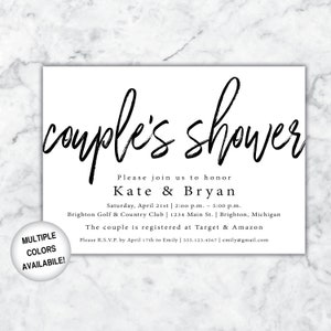 Couple&#39;s Shower Invitation Black and White | Couple&#39;s Wedding Shower Invitation | Printable Couple&#39;s Shower Invitation | For Couple&#39;s