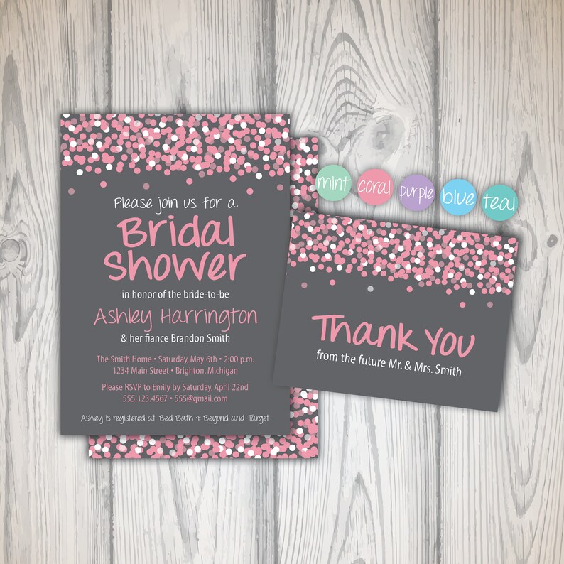 Bridal Shower Invitation and Thank You Cards Bridal Shower Etsy