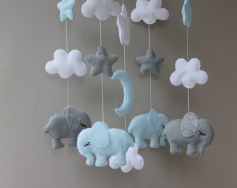 pink elephant cot mobile