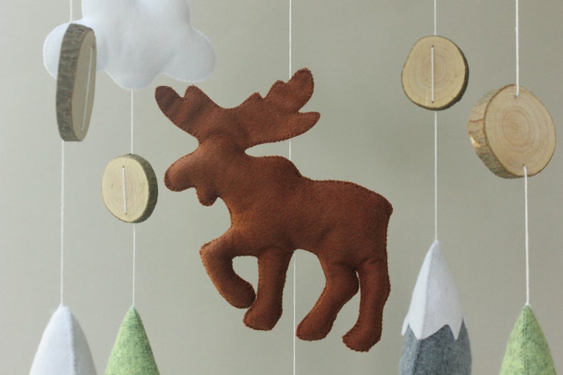 Moose mobile moose baby mobile rustic mobile woodland mobile Etsy