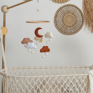 Baby mobile, Terracotta mobile, Baby mobile neutral, Nursery mobile, Boho mobile, Felt mobile, Crib mobile, Baby shower gift, Mobile