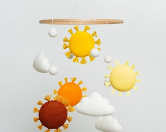 Nursery mobile, Boho nursery decor, Baby mobile, Sun mobile, Butterfly mobile nursery, You are my sunshine nursery, Sunflower nursery decor