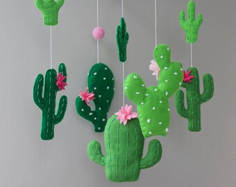 Baby mobile, Nursery mobile, Safari baby shower decoration, Baby shower jungle theme, Cactus mobile, Newborn gift, Desert nursery, Mobile