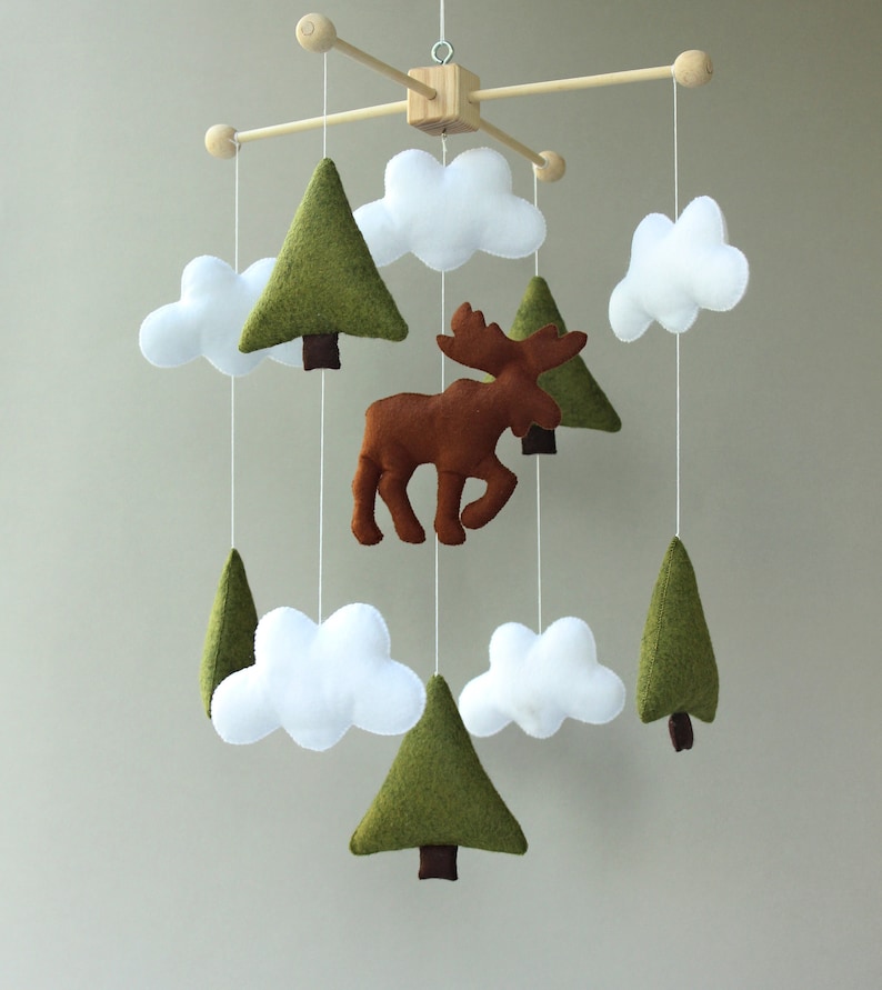 Moose mobile rustic mobile rustic nursery woodland mobile Etsy