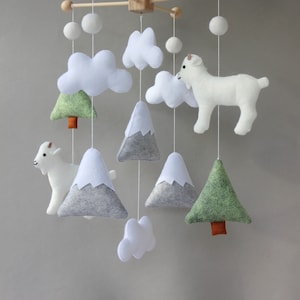 Baby mobile, Goat mobile, Baby mobile woodland, Trees mobile, Baby shower gift, Woodland nursery decor