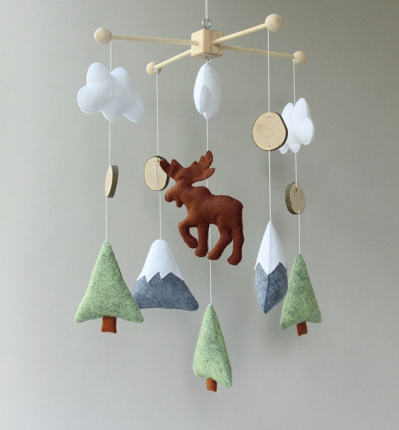 Moose mobile moose baby mobile rustic mobile woodland mobile Etsy