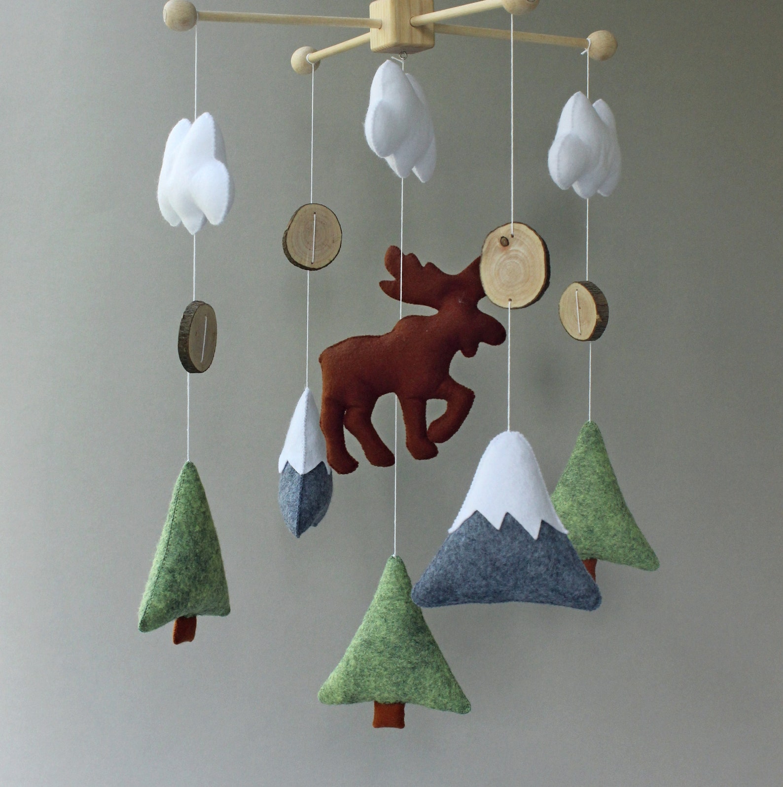 Moose mobile moose baby mobile rustic mobile woodland mobile Etsy