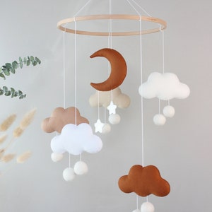 terracotta minimalist baby mobile, beige gender neutral baby mobile,  boho gender neutral mobile, gender neutral nursery mobile