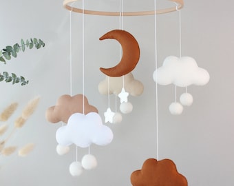 terracotta minimalist baby mobile, beige gender neutral baby mobile,  boho gender neutral mobile, gender neutral nursery mobile