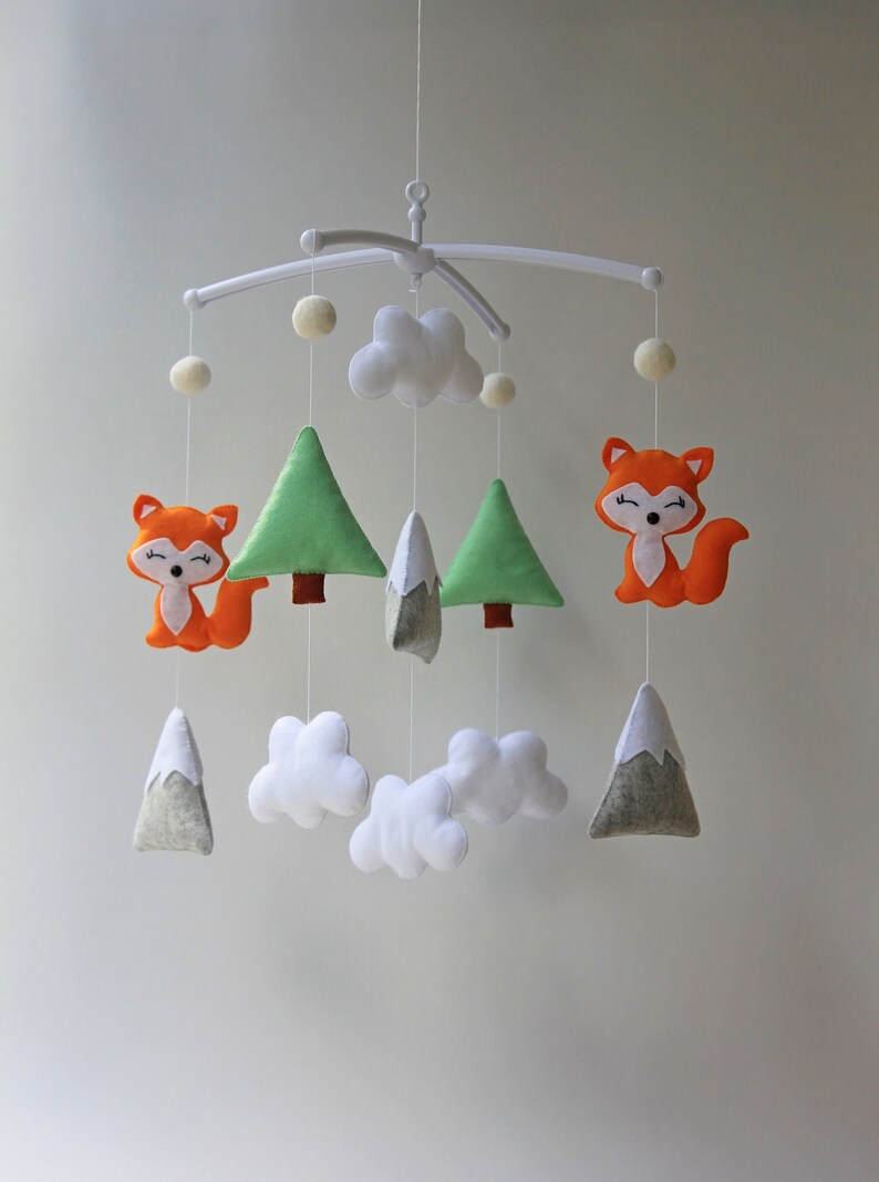 Fox crib mobile Woodland crib mobile Woodland nursery Tree Etsy.de