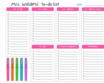 Teacher To Do Lists Flair Pen Personalized