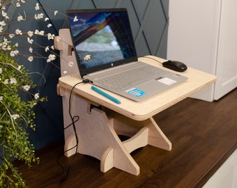 Stand Up / Standing Desk for Laptop, Home Office. Great for college students, home schooling kids, or working from home.  Podium.