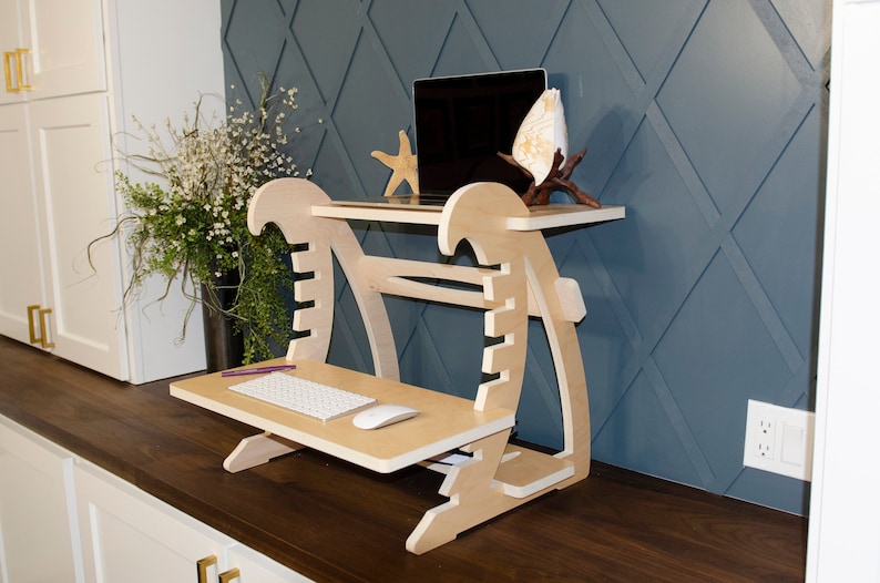 Stand Up / Standing Desk with Wave / Shark sides. Home Office. Great riser for home schooling kids, working from home, and college students. image 1