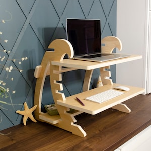 Stand Up / Standing Desk with Wave / Shark sides. Home Office. Great riser for home schooling kids, working from home, and college students. image 5