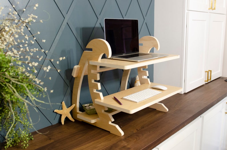 Stand Up / Standing Desk with Wave / Shark sides. Home Office. Great riser for home schooling kids, working from home, and college students. image 5