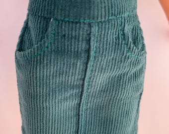 Skirts for 11,5&quot; Fashion Doll -   Short Corduroy Denim Hand Knitted   - Spring Handmade Clothes 1:6 scale - Gift for Doll Collector
