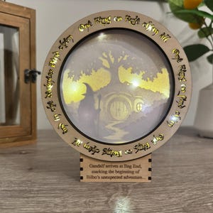 Fantasy Wizard Shadow Box – Layered Lighted Scene of a Cozy Hilltop Cottage with Elvish-Style Details