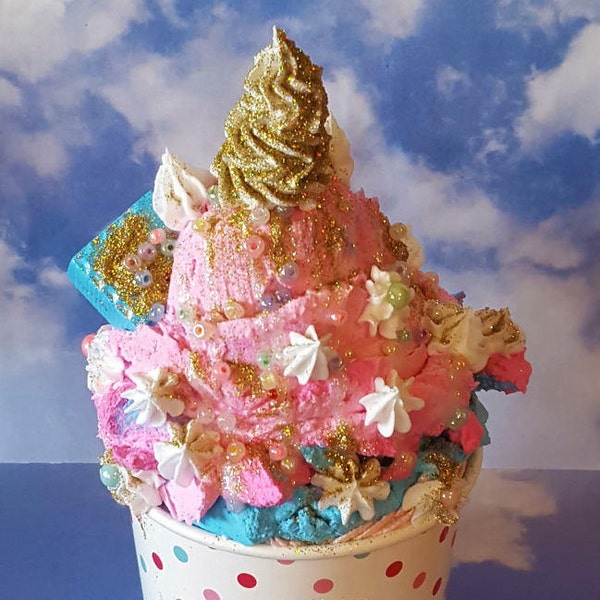 Unicorn Fake Ice Cream for Photo Props, Birthday Party Decorations, Displays, Ready to Ship, Magical Fake Ice Cream Decor