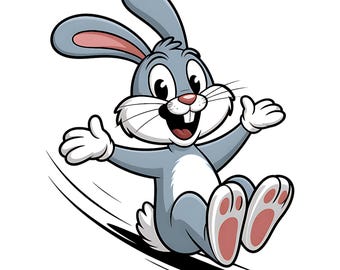 24種類の風変わりな漫画ウサギのクリップアートバンドルPNG、気まぐれな森の動物のクリップアートイラスト、かわいい森のウサギの昇華デザイン