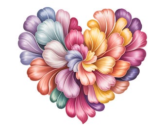 バレンタインデーのパステルハートのクリップアート20選、気まぐれな愛のPNGグラフィック、ロマンチックな昇華デザイン