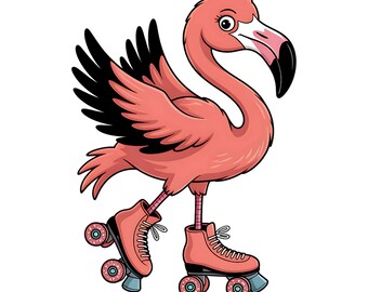 18 Quirky Cartoon Flamingo Clipart Bundle PNG, Whimsical Tropical Bird with Flower Heart and Crown,  Summer Beach Animal Sublimation Designs