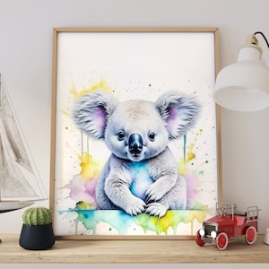 Koala Bear Nursery Printable Wall Art, Nursery Wall Decor Neutral, Baby Koala Gift For Girls And Boys, Australian Animals Nursery Art Print