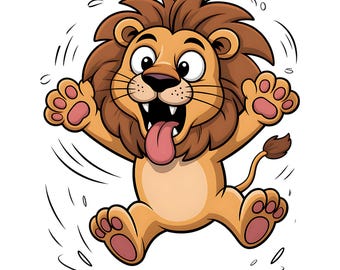 20 Quirky Cartoon Lion Clipart Bundle PNG, Whimsical Safari Animals Clip Art Illustrations, Cute Wildlife Sublimation Designs