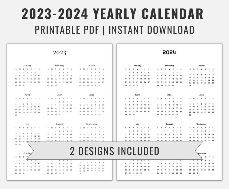 2023 2024 Yearly Calendar Printable Sunday Monday Start Etsy 2023-2024-yearly-calendar-printable-sunday-monday-start-etsy