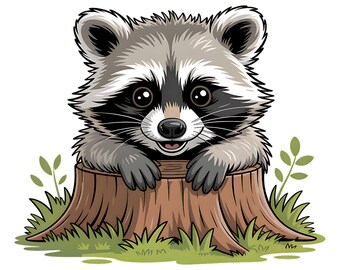 20 Watercolor Raccoon Clipart Bundle PNG, Woodland Animal Graphics, Cute Whimsical Forest Clip Art, Sublimation Designs